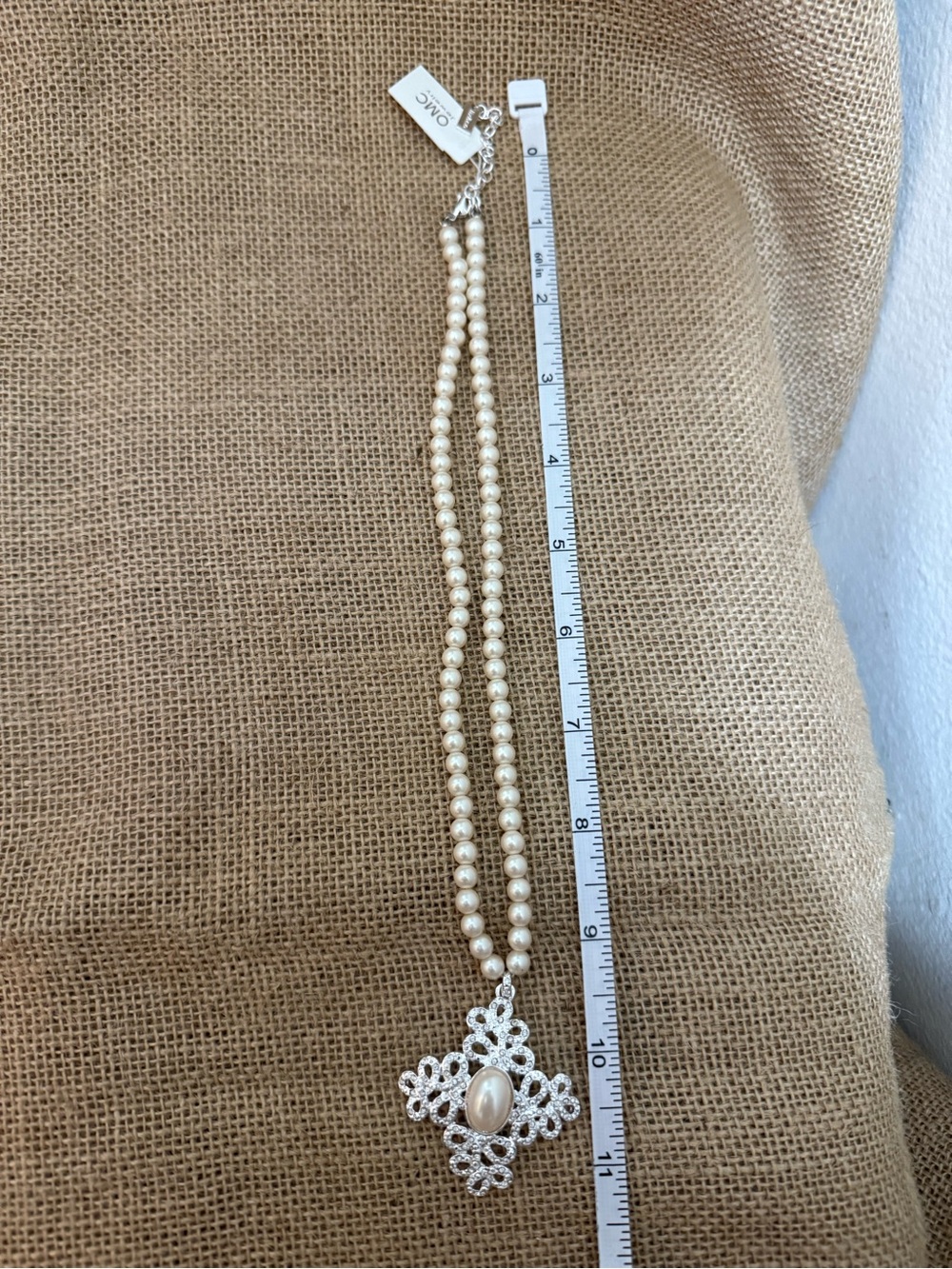Pearl Pendant Statement Necklace - Ivory Pearls with Silver Filigree Liz& Co